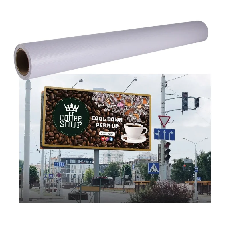 Eco Solvent Printed Flex Banner 13 oz Vinyl Mesh Banner with Lemination 440g Printable Vinyl Roll for Poster Materials