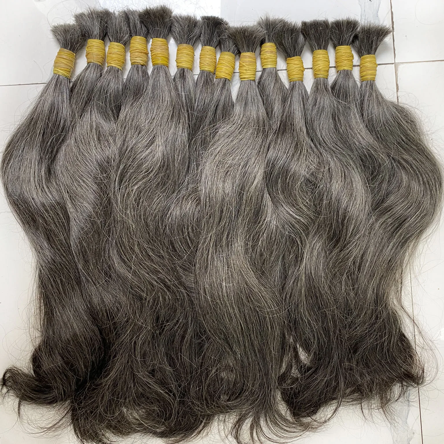 Wholesale Straight Natural Gray Hair In Bulk Vietnamese Human Hair Extensions All Cuticles Aligned