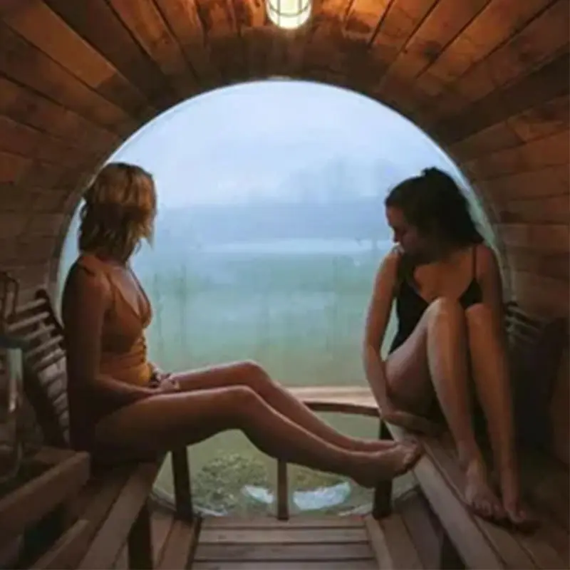 Best sauna Traditional Barrel outdoor home sauna with panoramic glass for 4-6 people