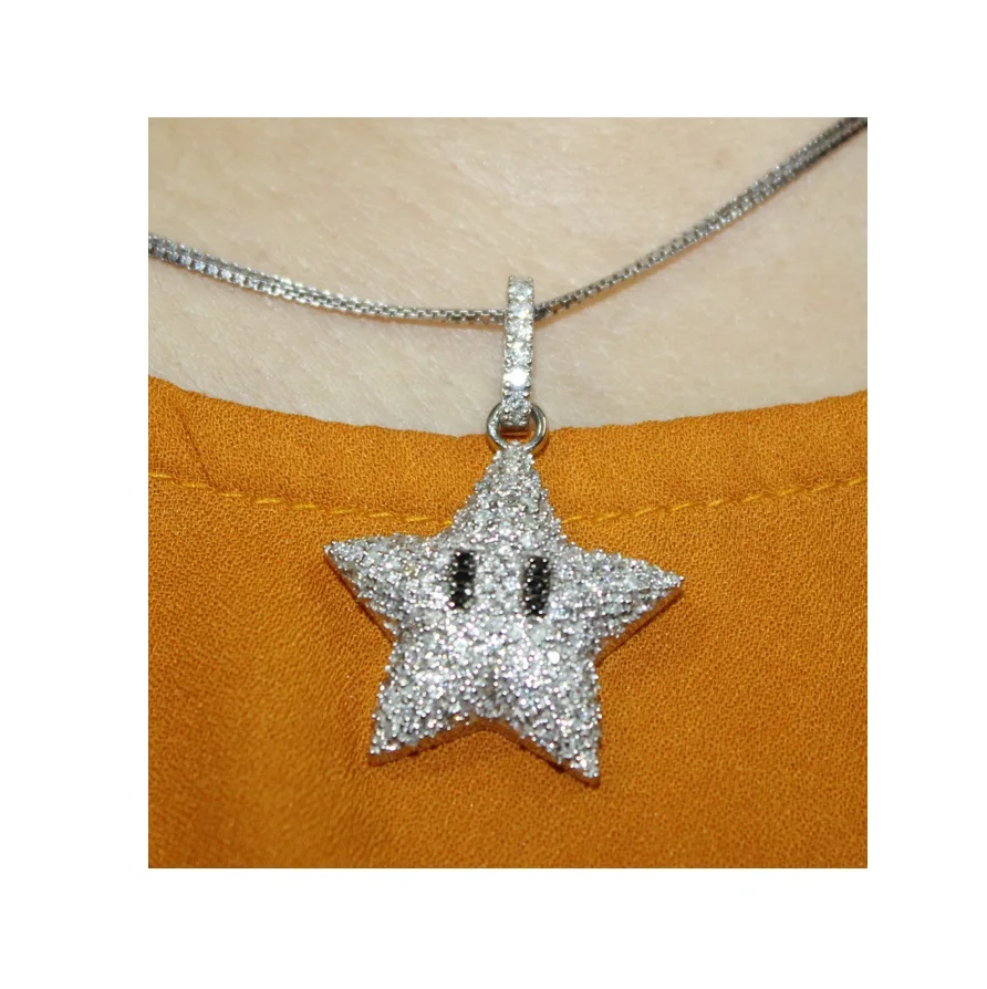 High Quality Most Selling Star Shape 2.6 Ct Diamond Pendant with 14k Solid Gold Fine Jewelry Necklaces