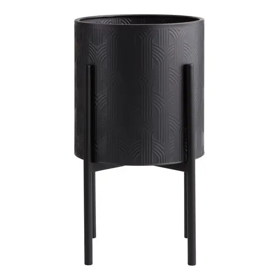 New Design Metal Planter And Flower Pot Decorative Good Quality Garden Supplies Planters Plant Stand Full Black Coated Finished