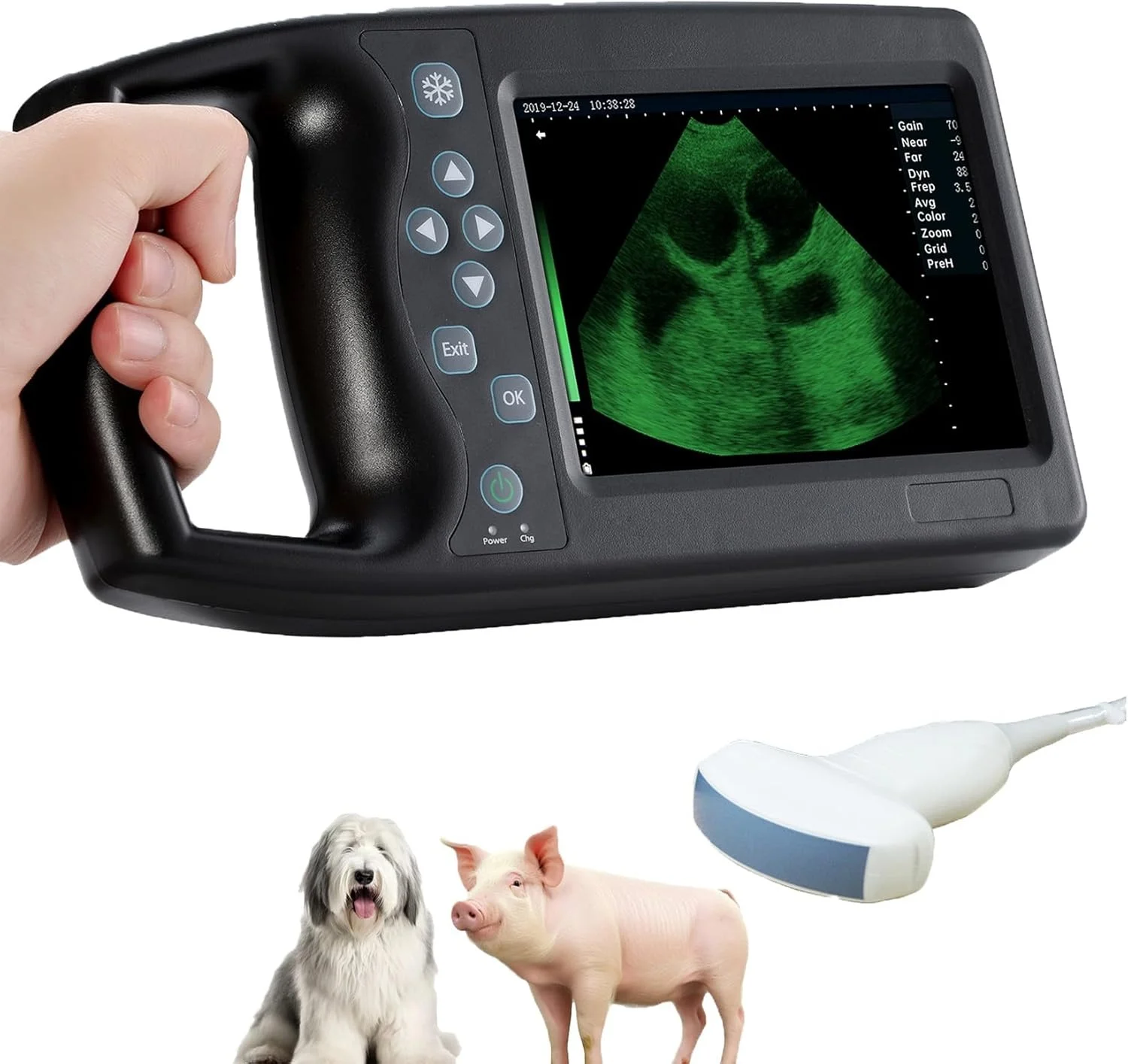 Veterinary portable ultrasound machine Handheld ultrasound with 3.5 MHz probe for dogs, cats and sows