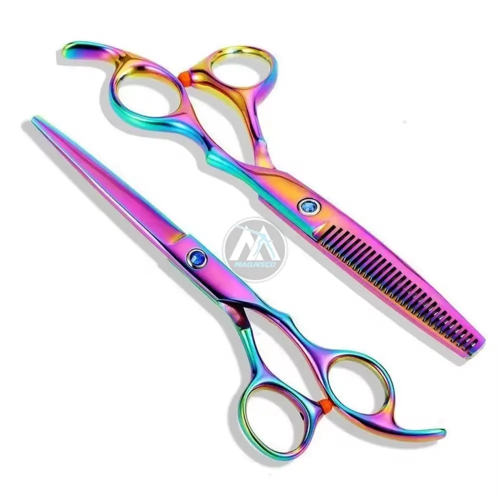 Custom Logo Barber & Thinning Shears Precise Sharp Blade for Length Removal & Layer Trimming in Salons for Beauty Use