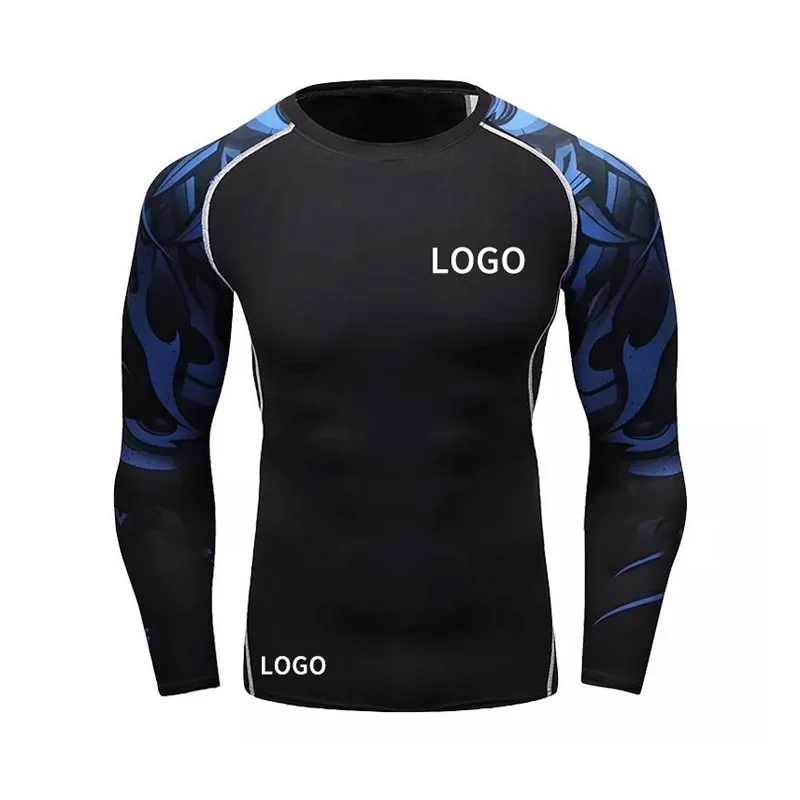 Rash Guard Tops Rashguard Custom Compression Shirts For Men Compression Long Sleeve Compression Rash Guard For Mens Wholesale