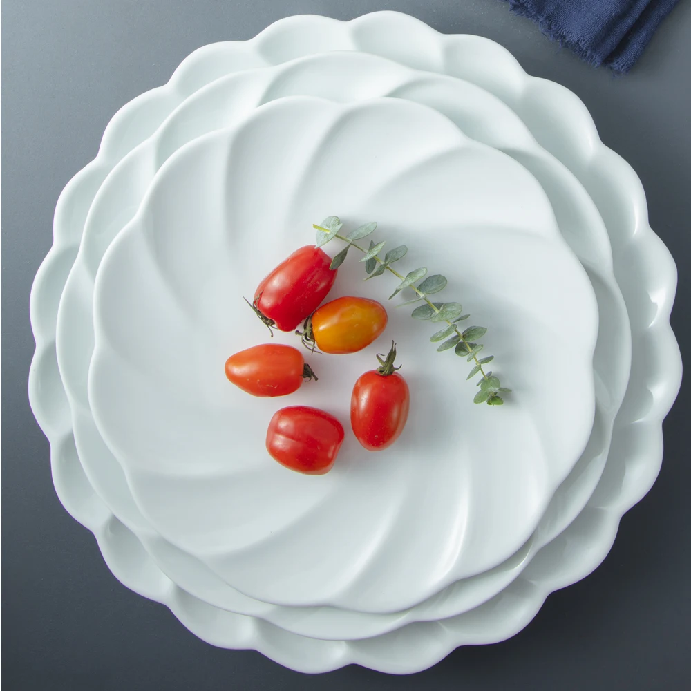 OEM 12' Ceramic Plate Made in Viet Nam Slight Twisted shaped plate porcelain wholesale manufacture