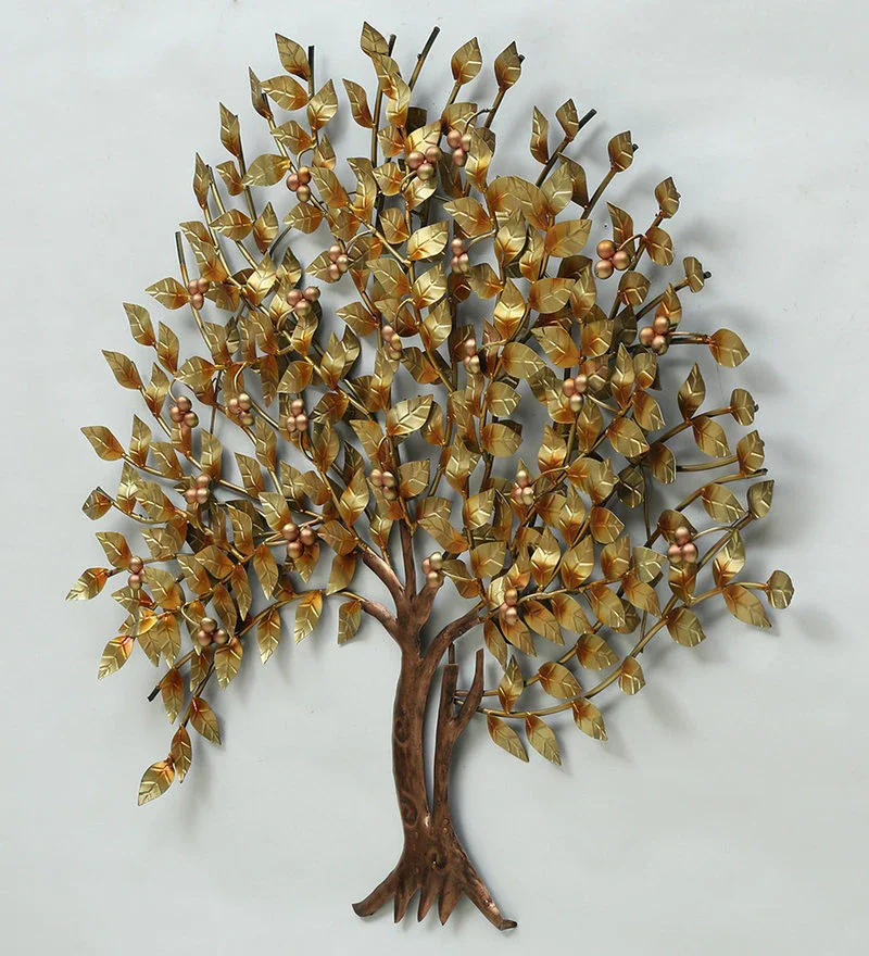 Latest Design Metal Golden Tree Antique Wall Art Metal Design Metal Interior Art Frame House Decoration Inside Arts Supplies