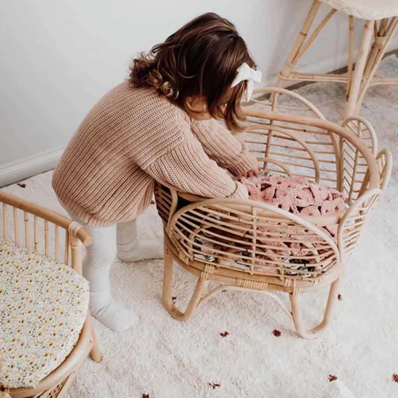 High Quality Rattan doll Cradle Bassinet bed, Mini Rattan Doll Bassinet kid room decor, straw moses basket Wholesale