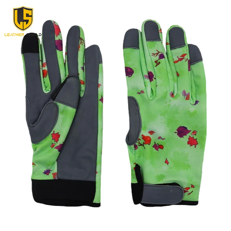 Лидер продаж, кожаные женские садовые перчатки с цветочным принтом
