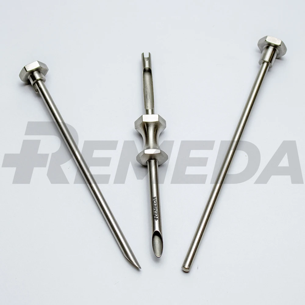 REMEDA Diamond Shape HRT Pellet Trocar Cannula and Obturator 3 Part Set Reusable 3.2mm 4.5mm 5.5mm HRT Trocar Set