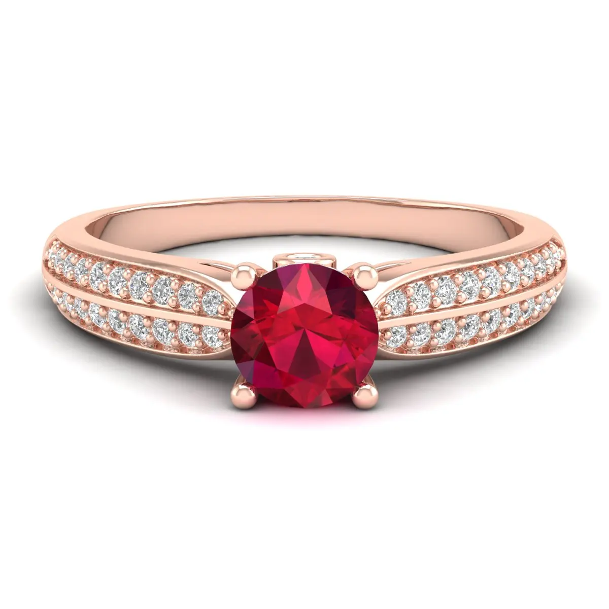 REYES Luxurious 14K Gold Moissanite Engagement Rings Round Cut 0.75Ct Ruby Gemstone Wedding Jewelry at Wholesale Factory Prices