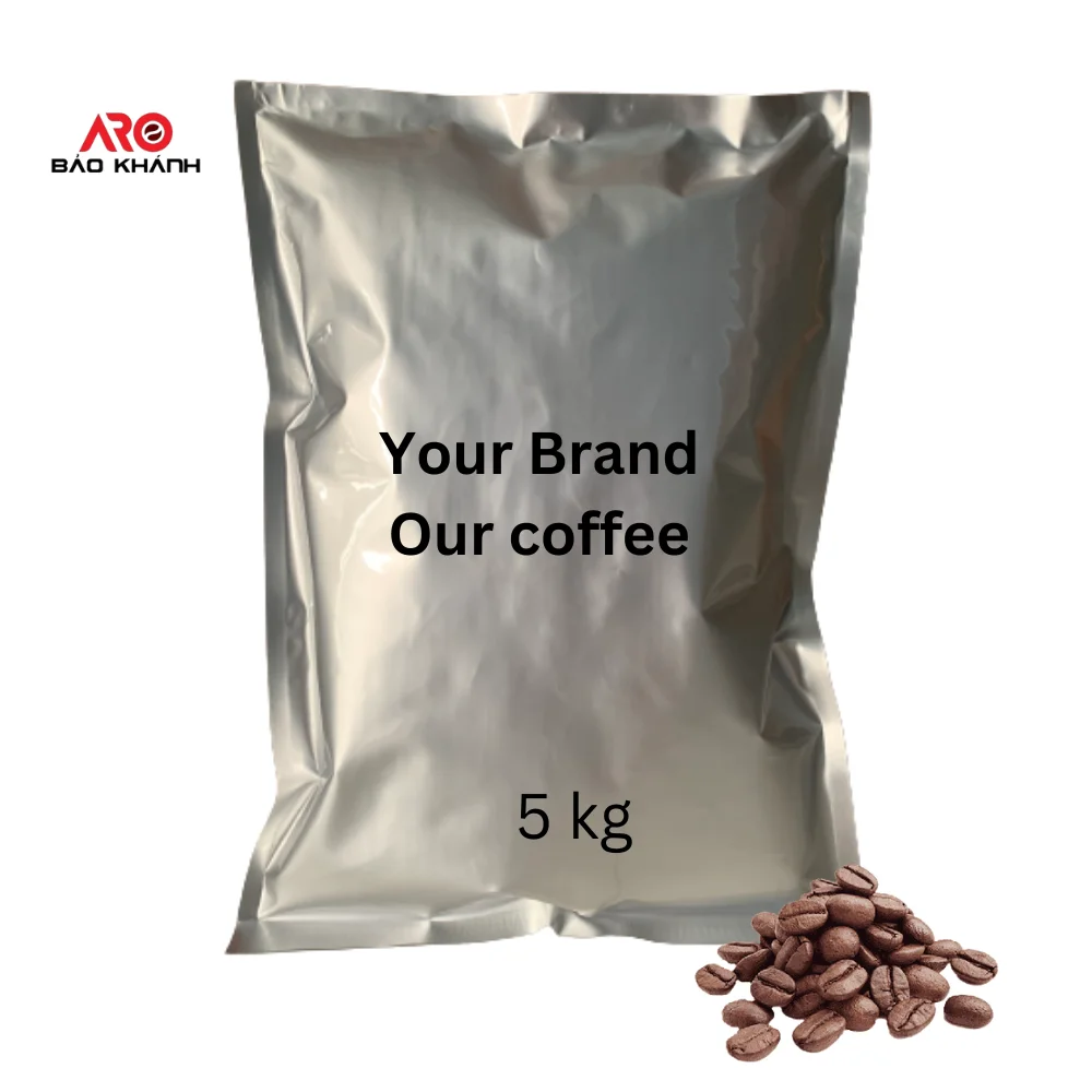 FREE SAMPLE Robusta roasted coffee bean at factory Viet Nam 0,25 kg bag OEM Strong taste Original coffee Ready Export good price