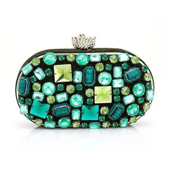 Manufacturer Customized Fashion Colorful Acrylic Geometric Pattern Rectangular Evening Clutch Marble Like Resin Lady Smooth Bag