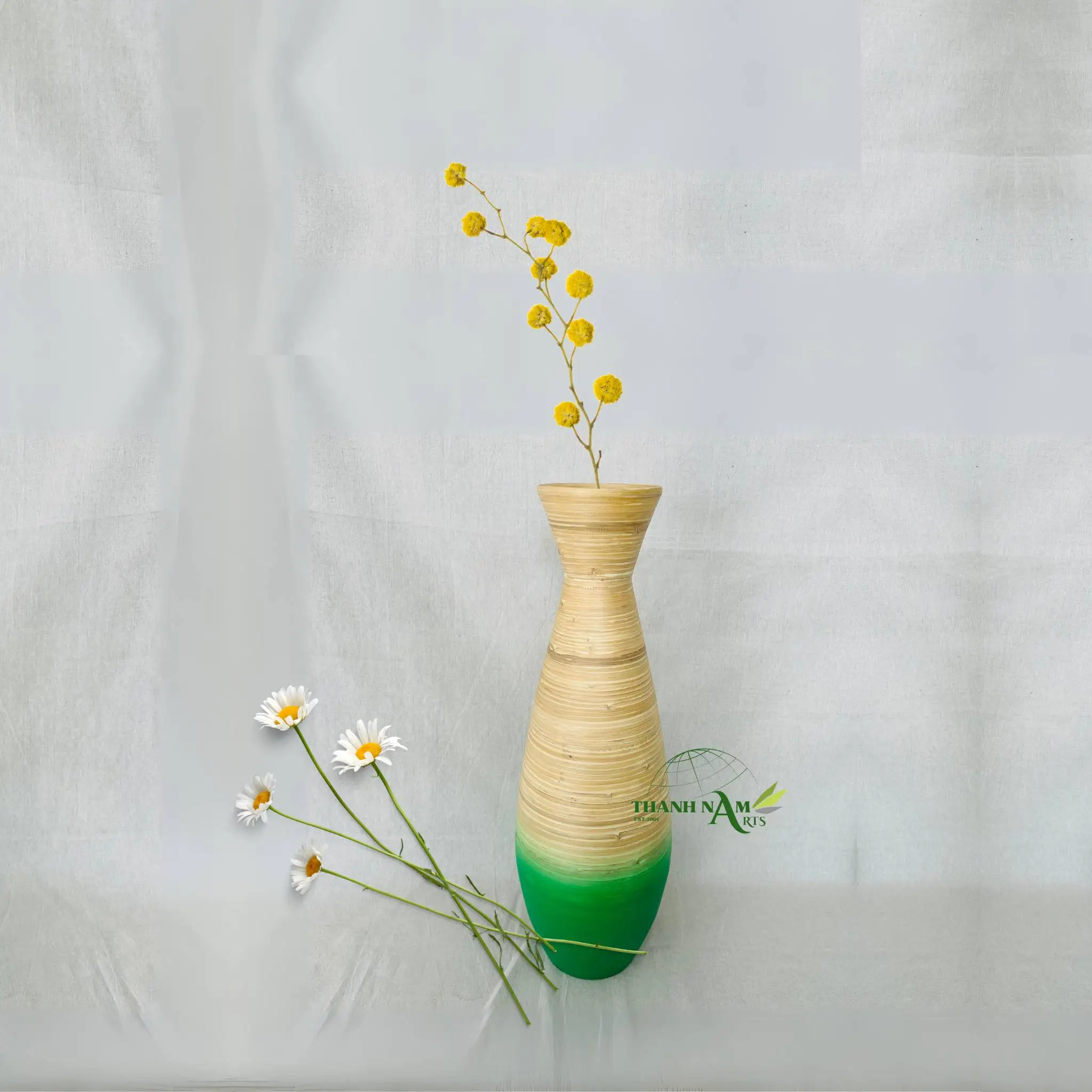 Modern Minimalist Bamboo & Wooden Vases Beautiful Seagrass Design for Unique Home Decor