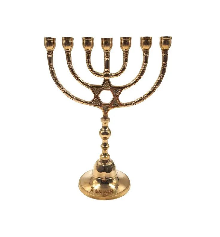 Premium Polished Metal Israel Hanukkah Temple Menorah 7 Branch Metal Candle Holder hot selling