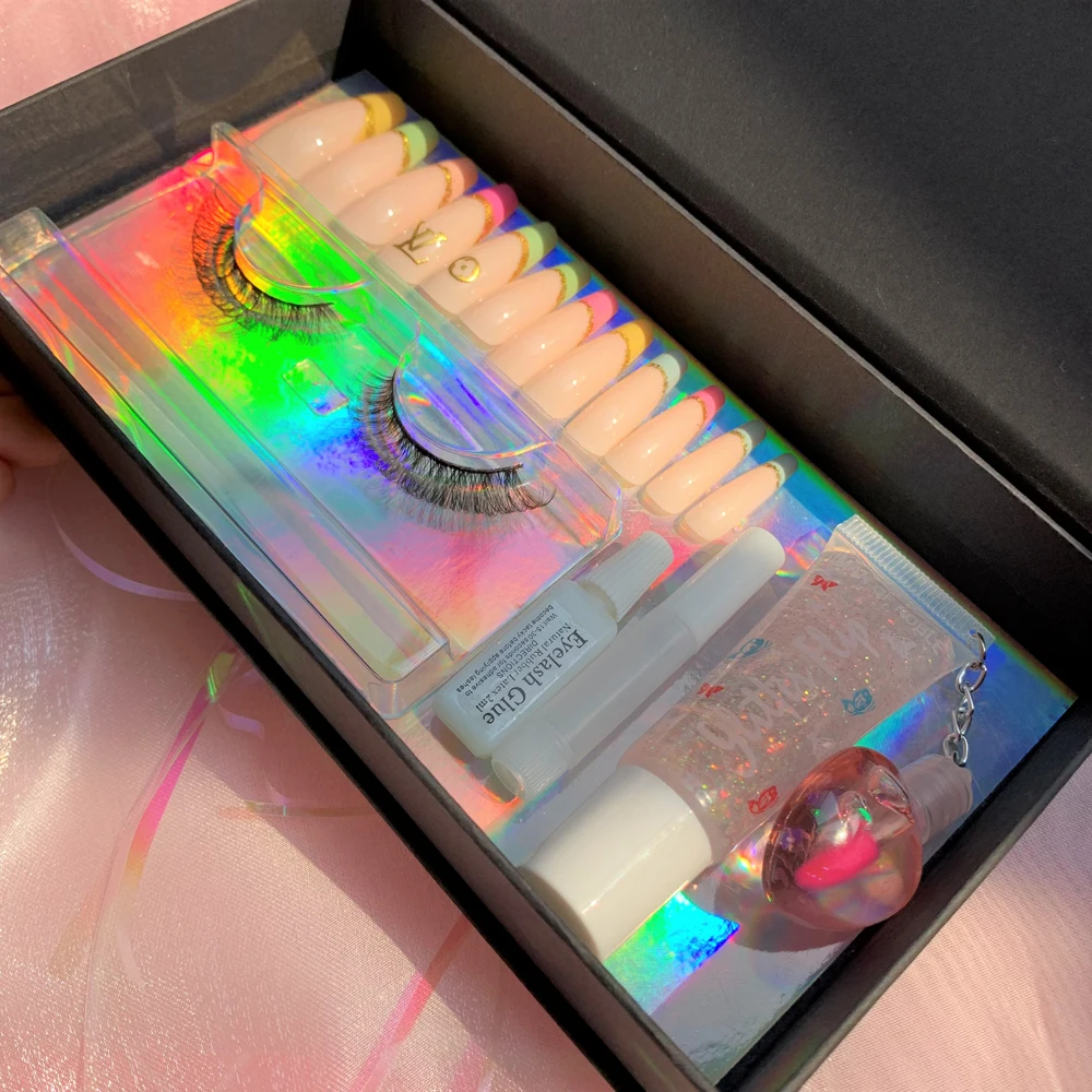 3d Mink Vegan Eyelash Tweezer Silk Faux Mink Synthetic False Lashes Fake Press On Nails Eyeliner Glue Pen Cosmetic Kit