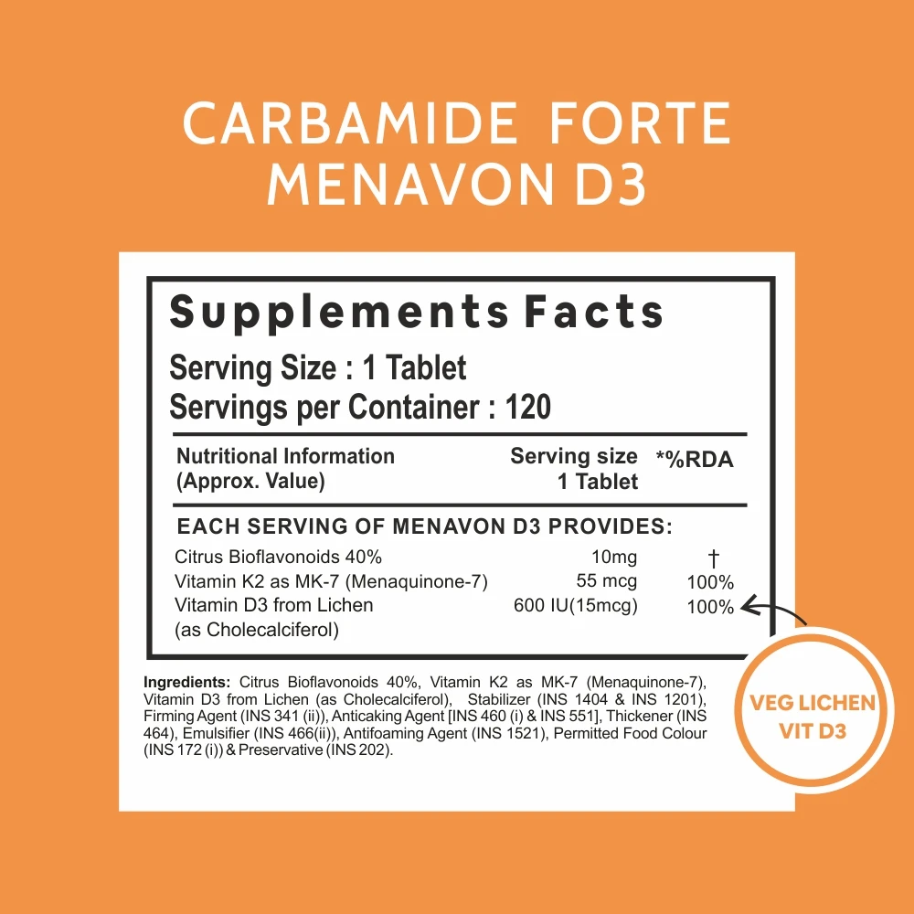 Vitamin D3 K2 MK7 Plant Based Veg Vitamin D3 Tablets Supplements Lichen Source with Vitamin K2 MK7 Menaquinone for better bones