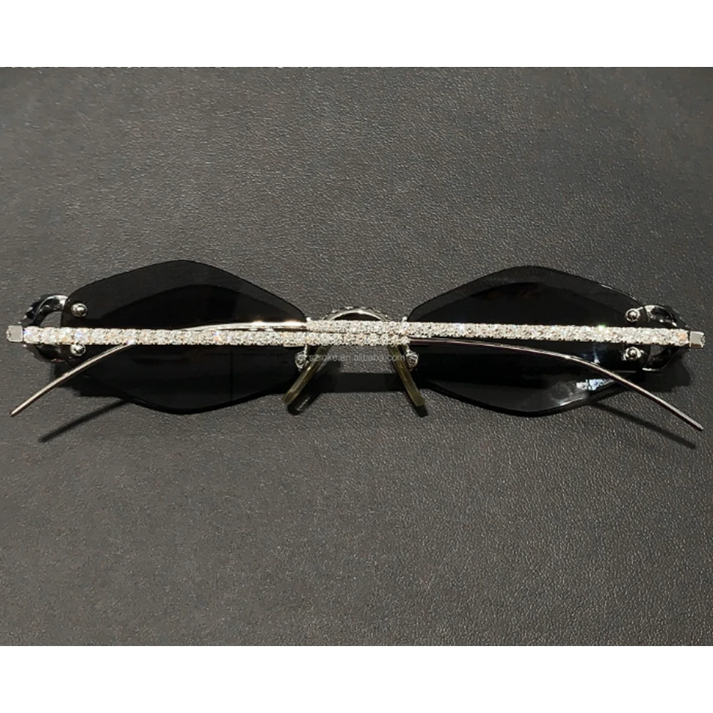 Fast Dispatch Hip Hop Rapper Jewelry Luxury 9K Gold Vvs Real Diamond Iced Out Sunglasses