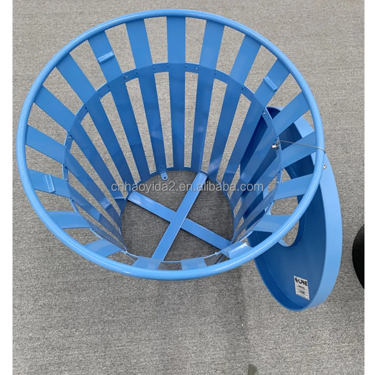 Factory Direct Sales Slatted Metal Dustbin Trash Can Outside Steel Outdoor Trash Bins Stainless Steel