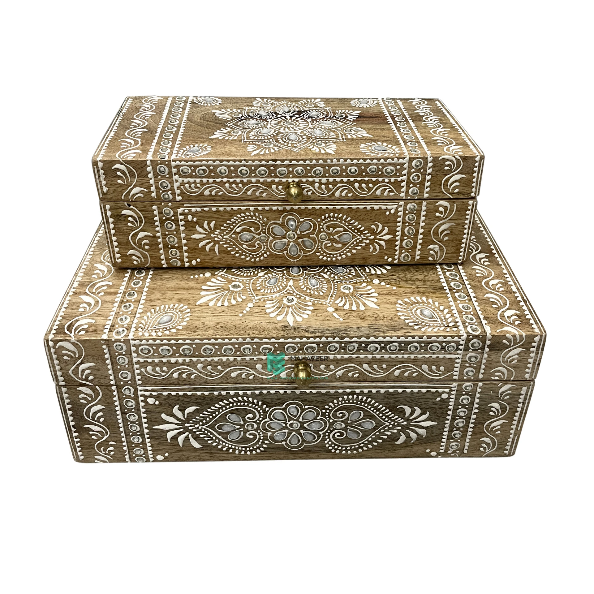Best Selling Minimal Hand Painted Wooden Storage Box Set of Two Pcs Newly Designed Hand Crafted Gifts & Home Decor Accessories