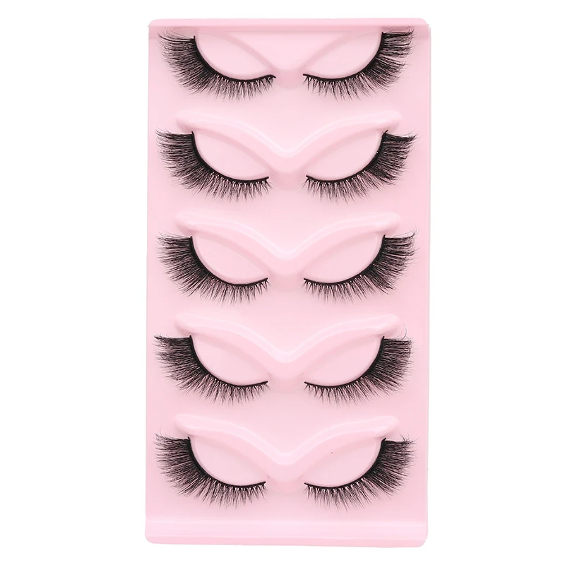Wholesale New curlicat eye 3D eyelashes curling false eyelashes   eye tail pull long soft 5 pairs Fox  false eyelashes