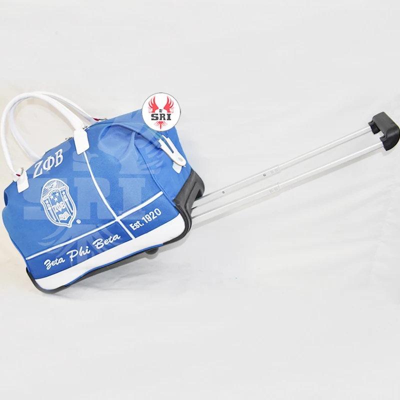 Zeta Phi Beta Soror Embroidered Women Rolling Duffel Bag | ZPB Sorority Embroidery Ladies Custom Style Quilted Duffel Bag