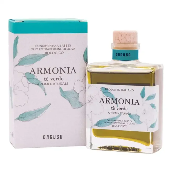 Made in italy high quality Premium Bio Pure Organic Green Tea Infused Extra Virgin Italian Olive Oil in elegant bottle 100ml