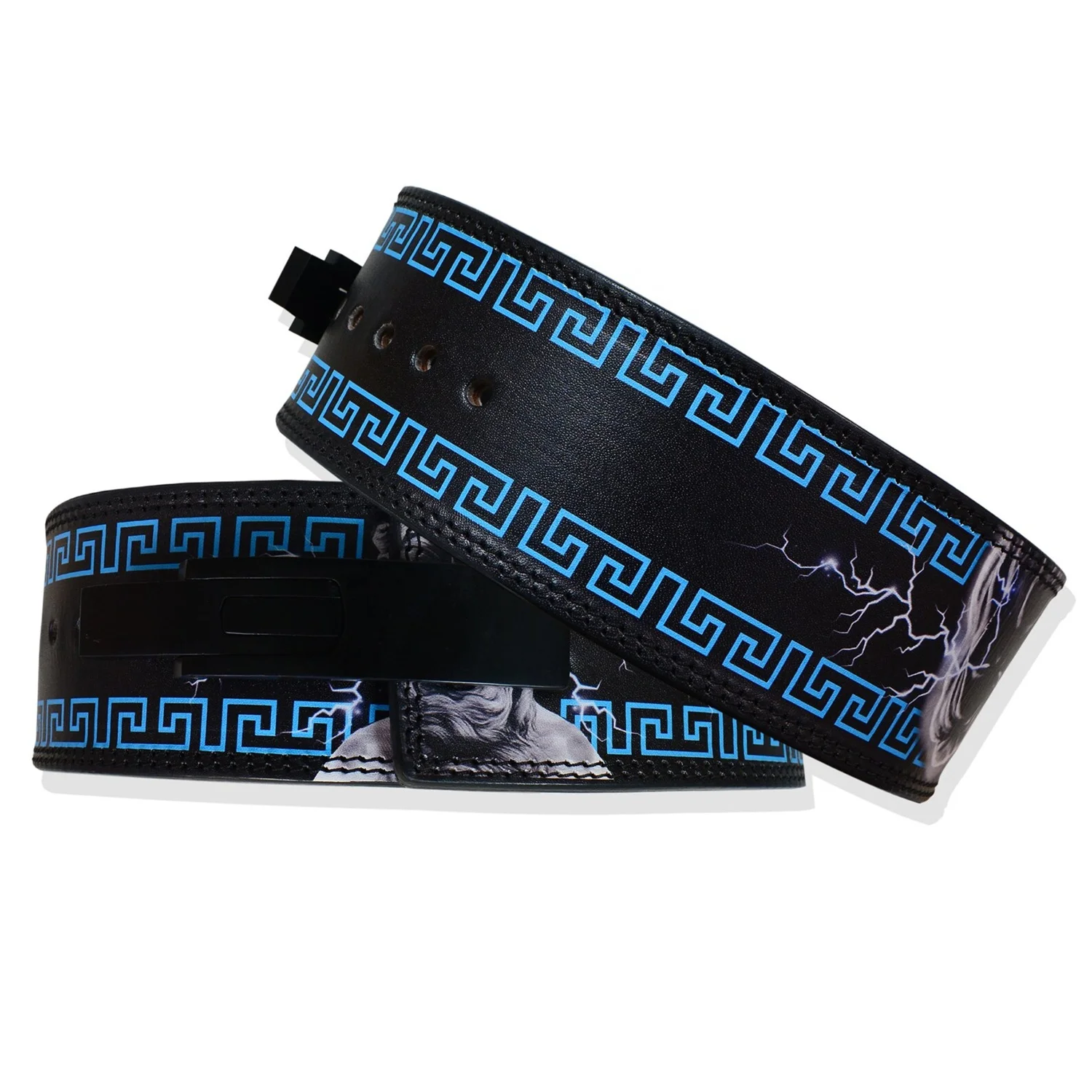 Custom Zeus Print Leather Weight Lifting Lever Belt Wholesale 10mm Thick Nubuck Leather Belt Adjustable Lever Powerlifting Belt