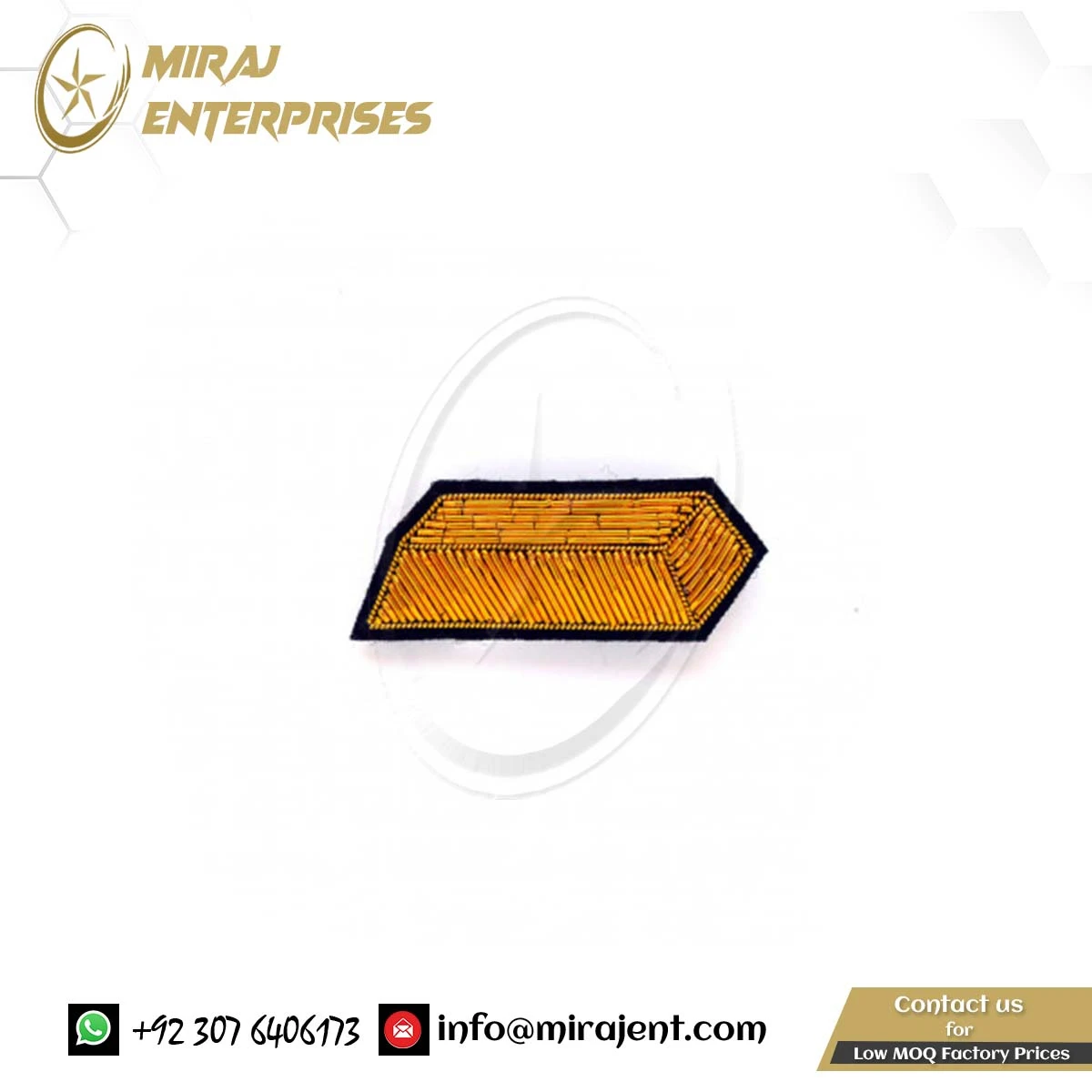 Blazer Badge Crest With Gold Bullion Wire Patches Bar of Gold | Custom Bullion Hand Embroidery Badge