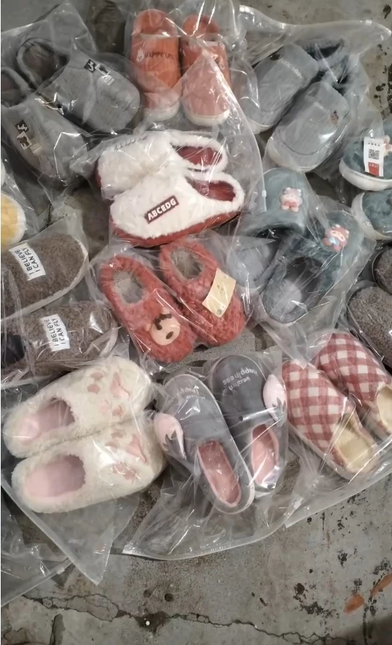 Bulk Winter Warm Cotton Slippers  Shoes Wholesale  Bales inventory shoes stock tail Slippers