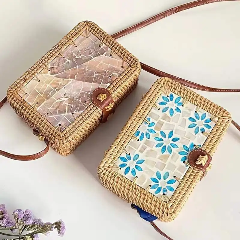 Rattan Handle Bag handbags for women bags Customized Printed Hot Sell CheapRattan Webbing Cane from Vietnam Manufacturer