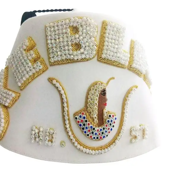 Shriners masonic fez hat with rhinestones and gold bullion threads fez hat with tassel holder 2024