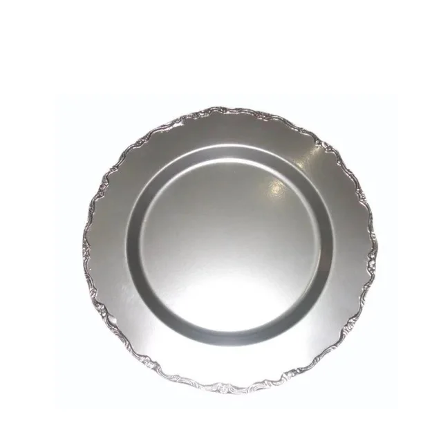 Simple Look Silver Plated Stainless Steel Metal Tableware Use Charger Plates In Wholesale Price