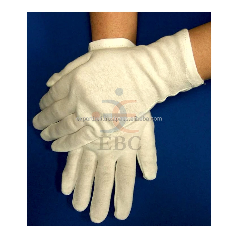 Showcase Marching Band Gloves Full Finger Free Size Daily Life Logo Patch Ceremonial Inspection Parade Gloves 100% Cotton White