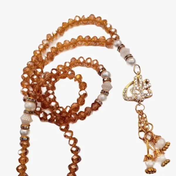 Premium quality crystal made 100 beads Landy Tasbeeh Tasbih round crystal stone Muslim rosary Beads Tasbeeh/Prayer Tasbeeh