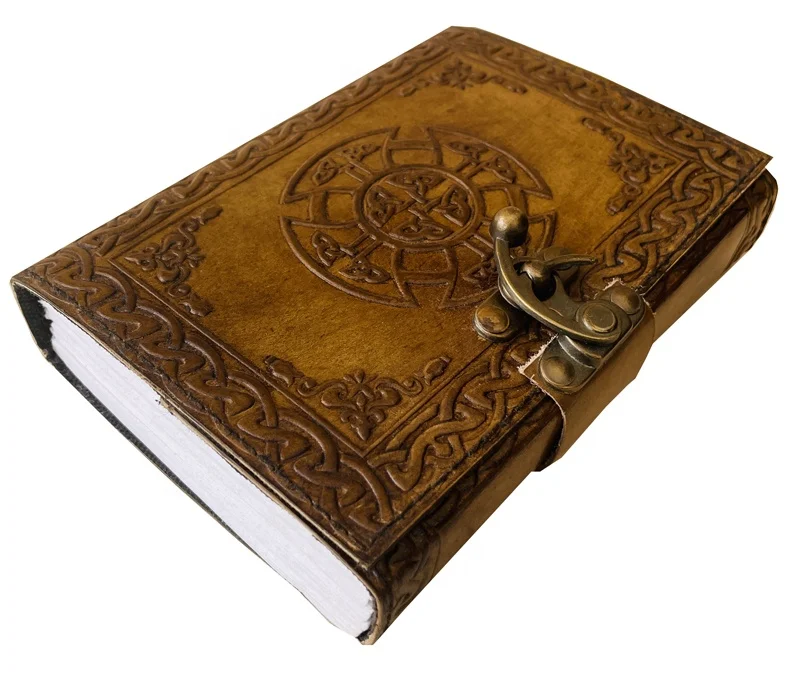 Handmade Embossed Leather Journal Celtic Knot Leather Journal Vintage Color Design Notebook & Sketchbook Diary cover