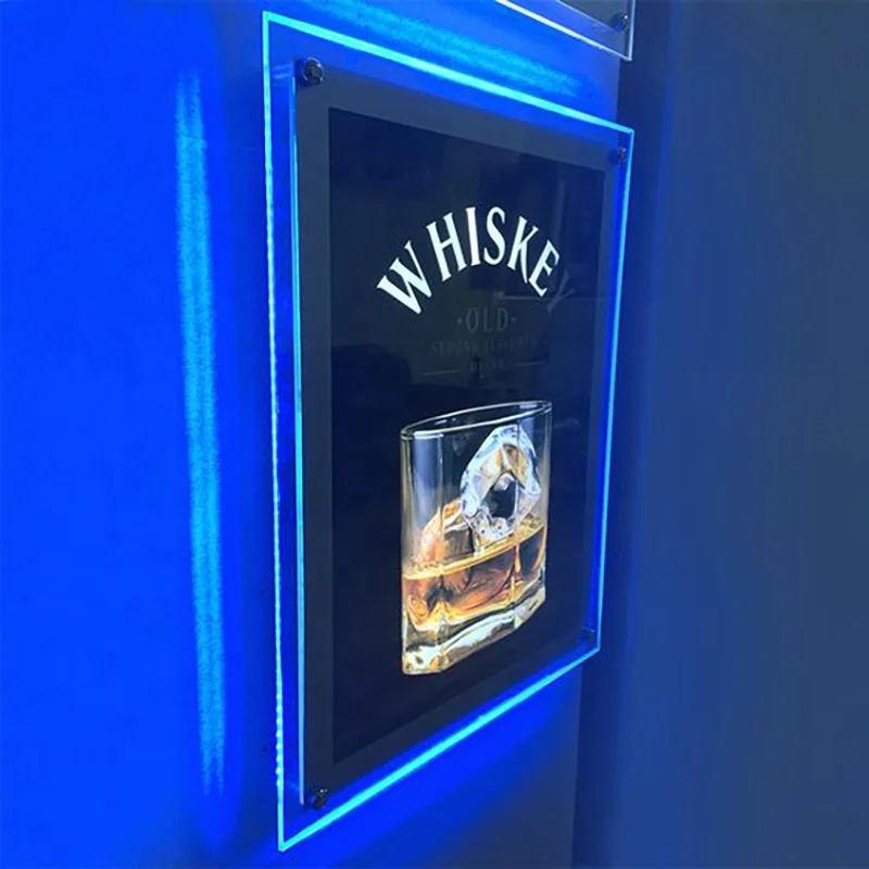 A3/A4 LED Backlit Crystal Lightbox Frameless Magnetic Lightbox Picture Easy-Change Lightbox for Restaurant/ Shop/ Mall/ Poster