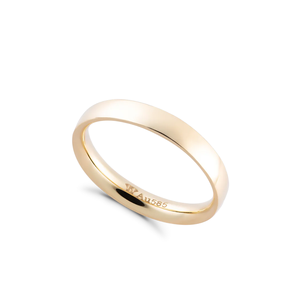Simple elegant Plain wedding rings yellow gold 14k pure gold half round wedding ring comfort fit NC736 Huy Thanh Jewelry
