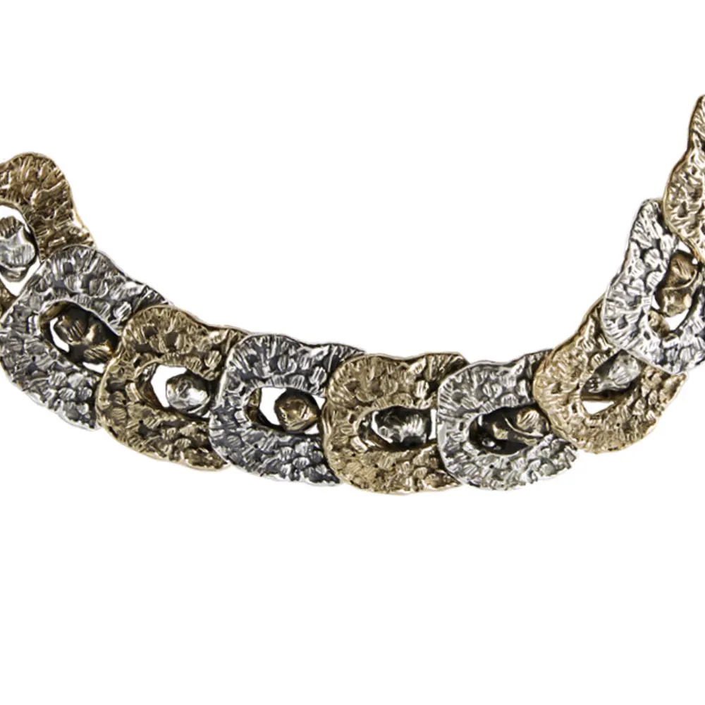 Luxury jewellery woman bracelet square links elements best quality 925 sterling silver and bronze T-bar closure