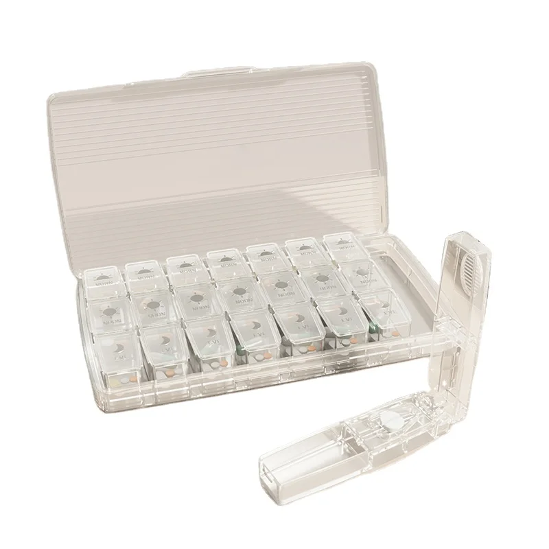 NBBLUESKY OEM ODM Weekly Pill Dispenser Small Portable Plastic Pill Boxes Cute Travel Case for 7 Days Storage