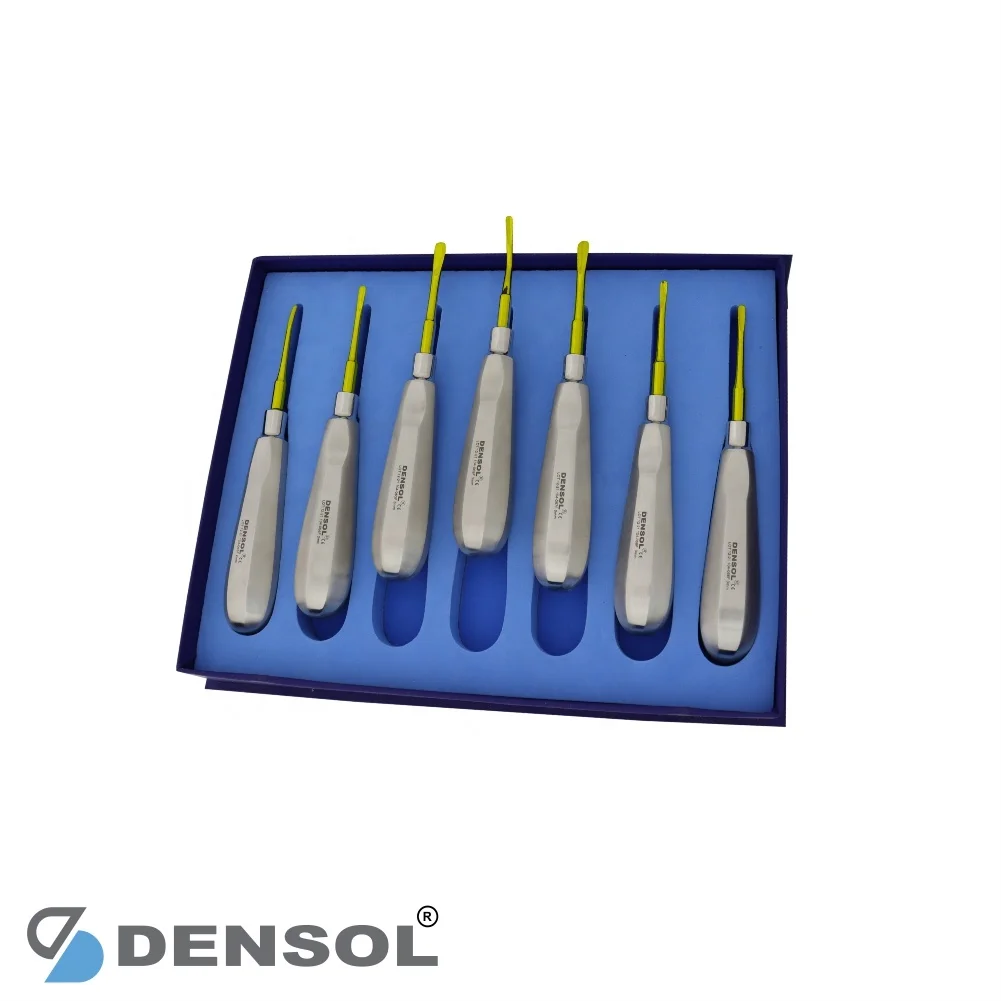 Dental Luxating Root Elevators Tooth Extracting Sets Kits Set of 7 Fine/sharp Titanium Blue Tip Elevator TGA Australia Approved