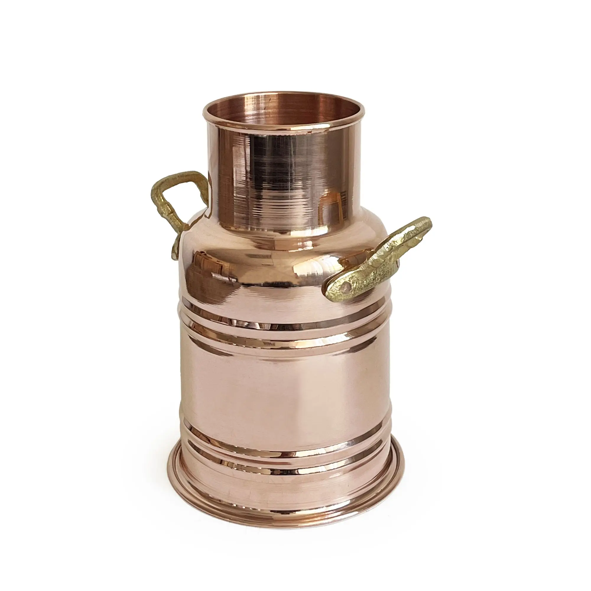 Turkish  Authentic Handmade Copper Vase Armagan 18 cm With Brass Handles, Home Decor, Copper Color Flower Pot Tabletop Vase