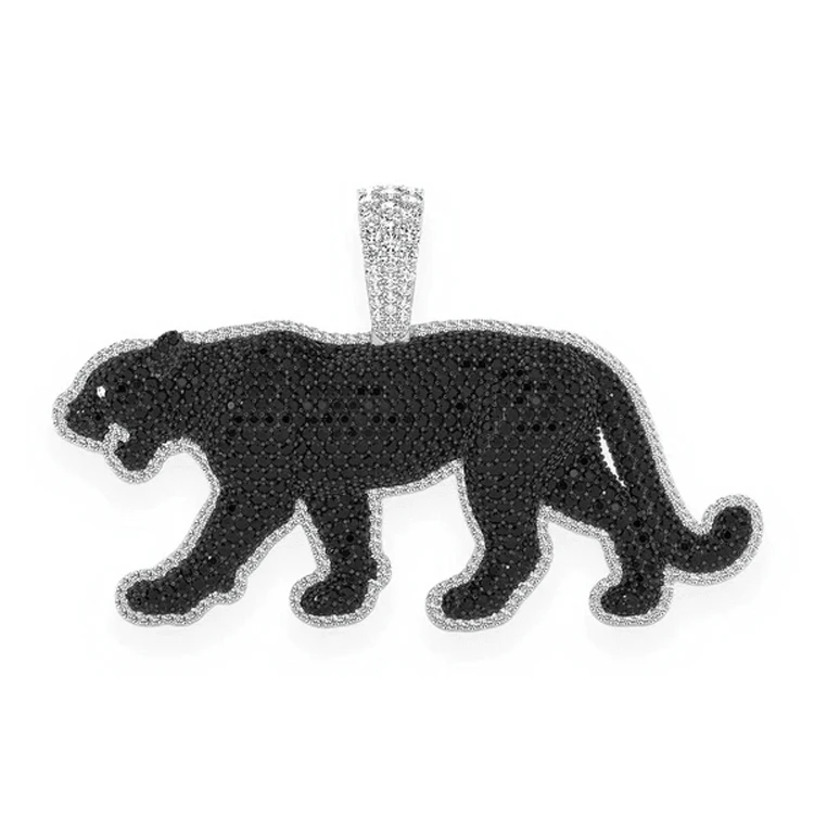2024 New Arrival Premium Fashion Jewelry 9.75 CTS Iced Out Black Panther 925 Silver Lab Grown Diamond Tester Pendant