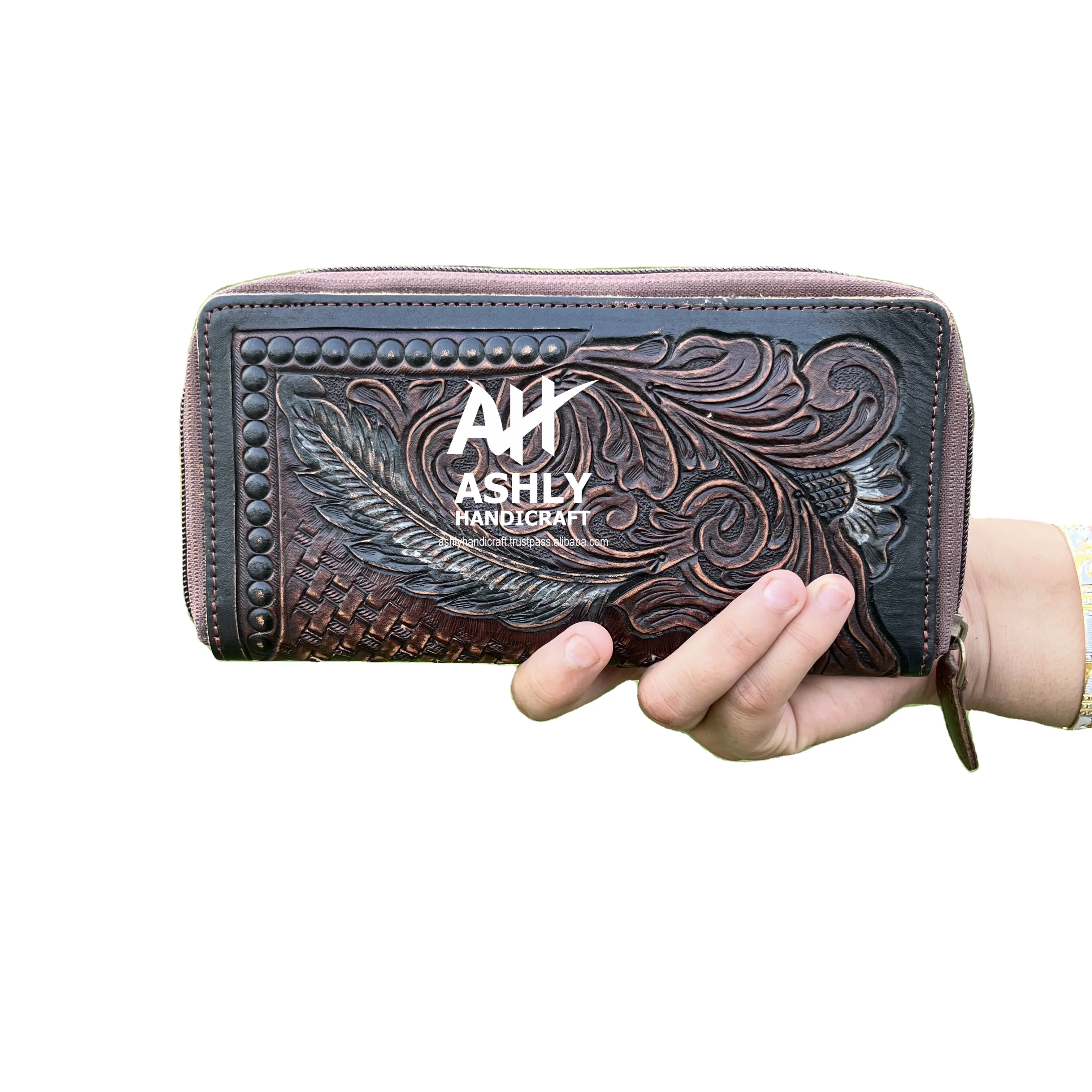Hand Tooled Leather Wallet Carving Handmade Unique Stylish Women & Men Clutch Purse Wholesale Genuine Leather Unisex Fashion