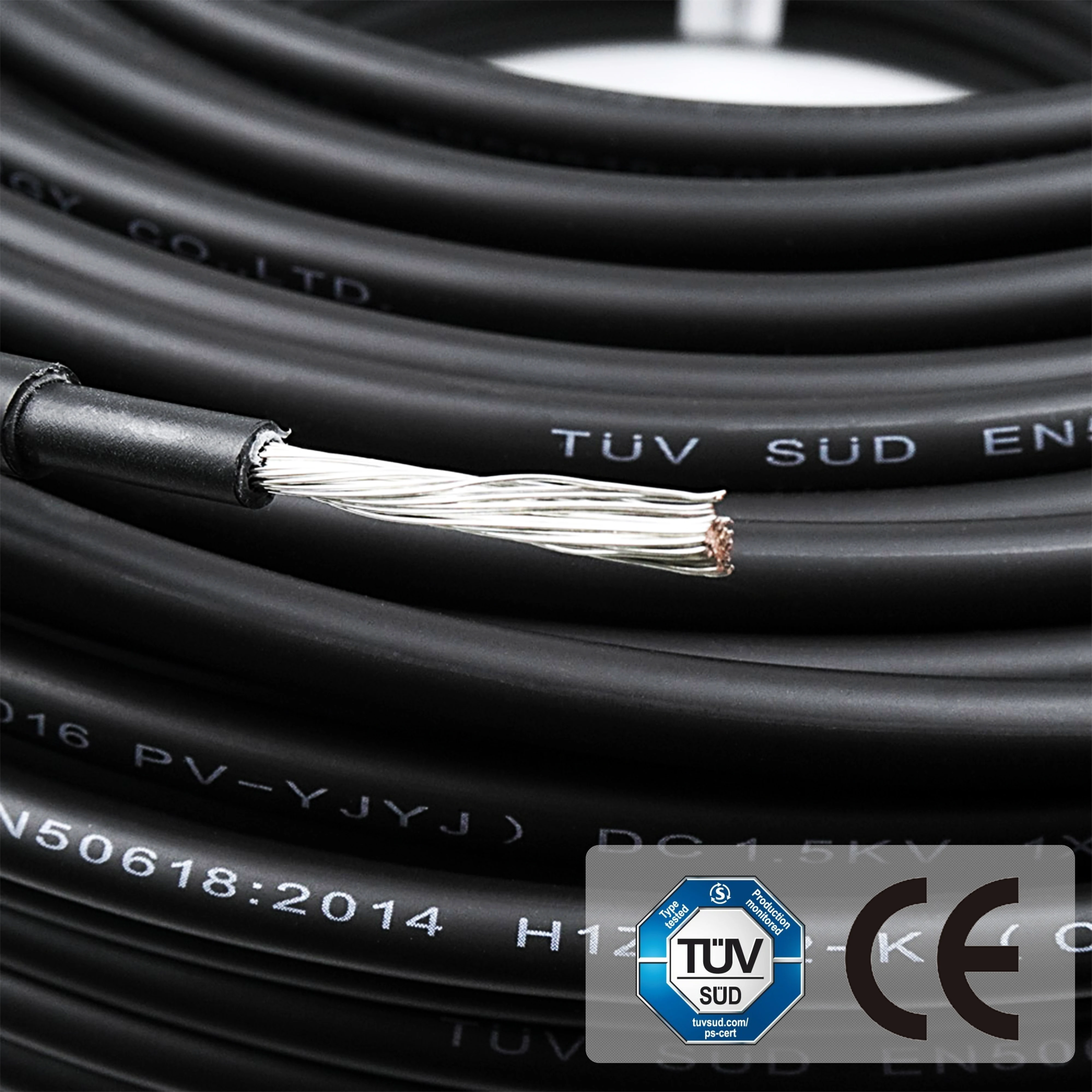 Ассоциацией по техническому надзору (TUV) H1Z2Z2-K подходит 6.0mm2 20 м кабель для фотоэлектрической солнечной батареи соединение
