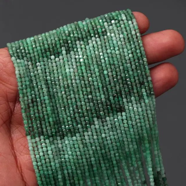 Trendy Green Shaded Emerald Wholesale Natural Micro Faceted Round Shape Loose Jewelry Making Beads