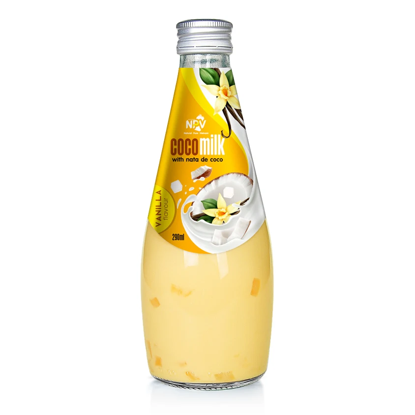 Wholesale 9.8 Fl oz Coconut Milk With Nata De Coco Banana Flavor 290ml Bottle Manufacturing Hot Selling Product Soft Drinks