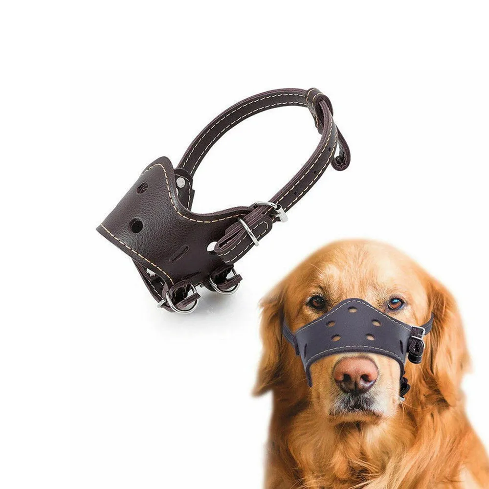 Customized High Quality Anti-Bite Genuine Leather Pet Dog Protect Mouth Muzzle Cover