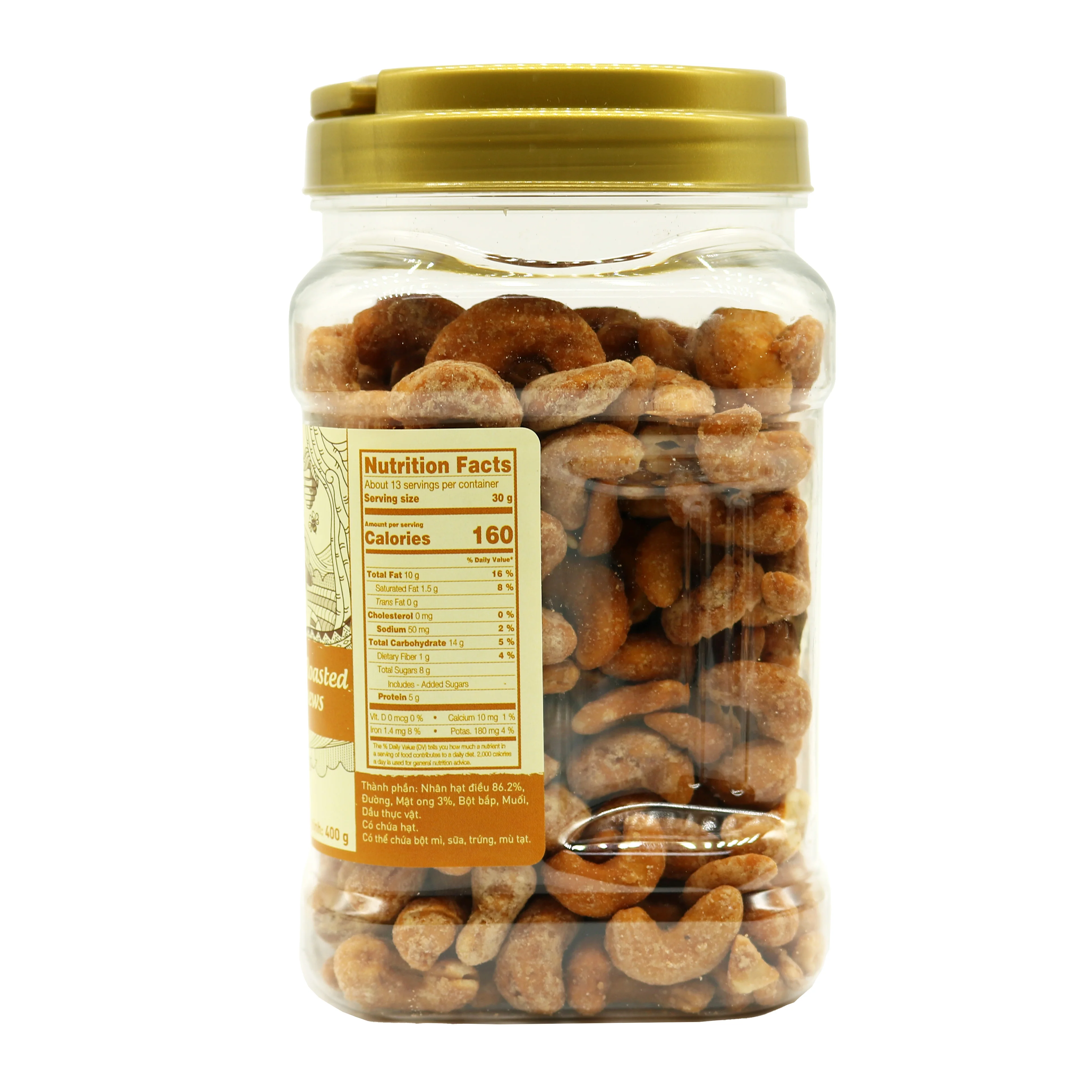 Honey Roasted Vietnam Cashew nuts LAFOOCO 450g Plastic Jars