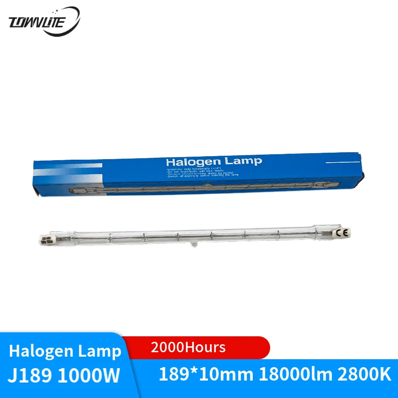 Marine halogen lamp Quartz iodide tungsten lamp halogen lamp 220-240V J189 1000W 2800K 2000 hours life  18000lm