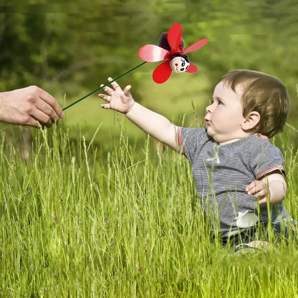 5-Pack Colorful 3D Lovely Insect Garden Decor Pinwheels Handmade Thick Wind Spinner Windmill Creative Functional Design